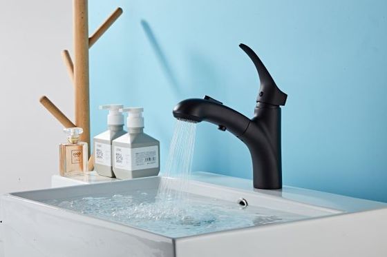 Black color Saving Water Explosion Proof Pull Out Sink Faucet