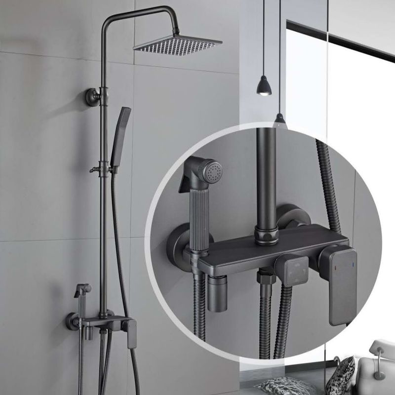 Gray Colorbrass Chrome Rain Shower Mixer Faucet Set With Hand Shower